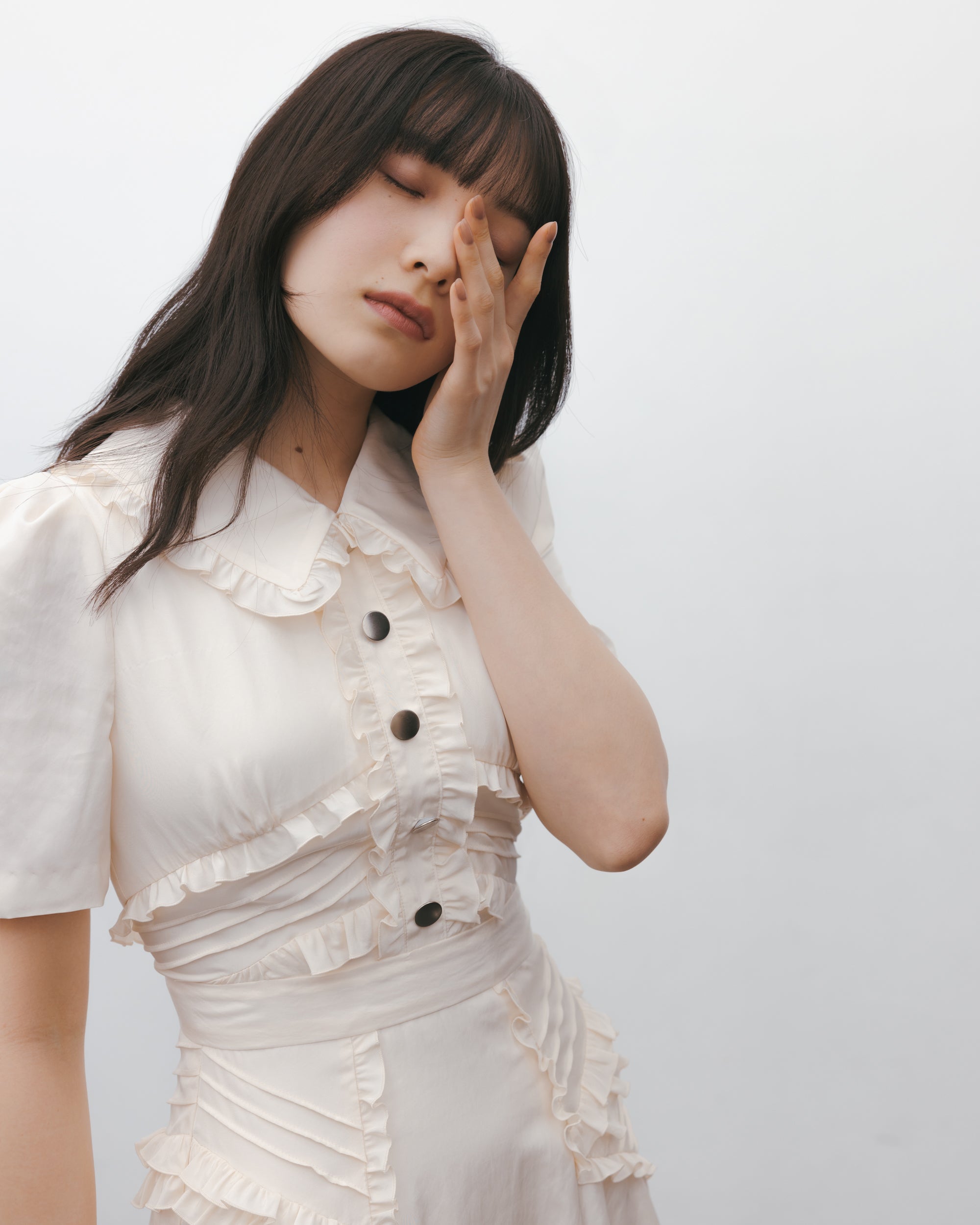 waist frill mi-mollet dress