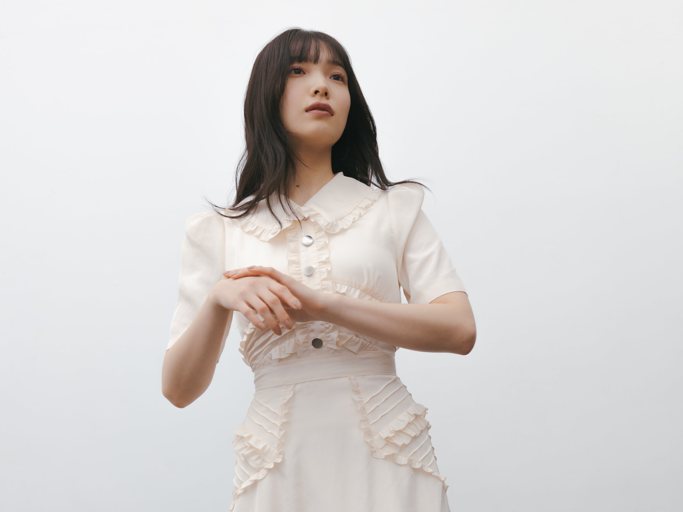 waist frill mi-mollet dress