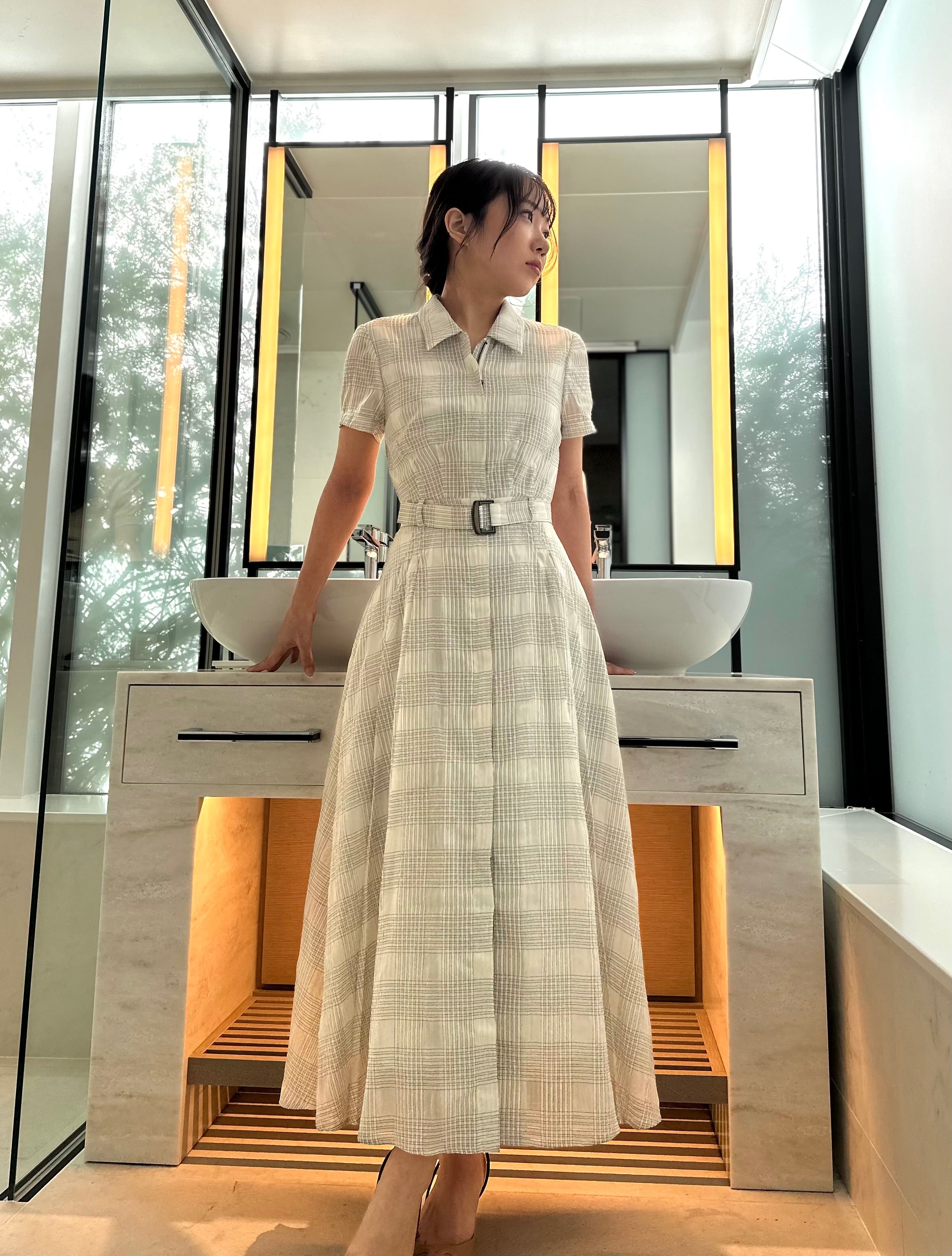 sizzle check shirt dress