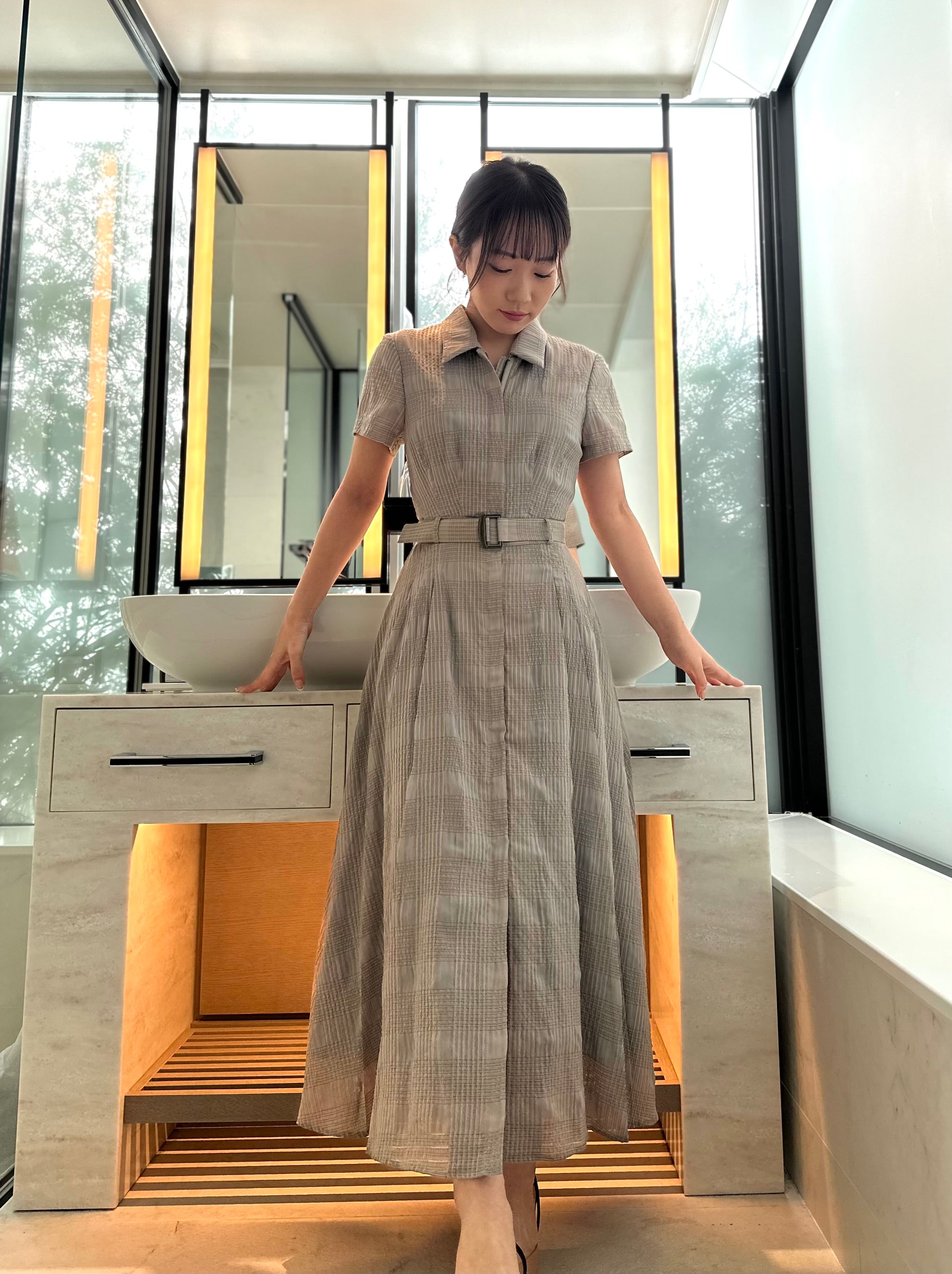 sizzle check shirt dress