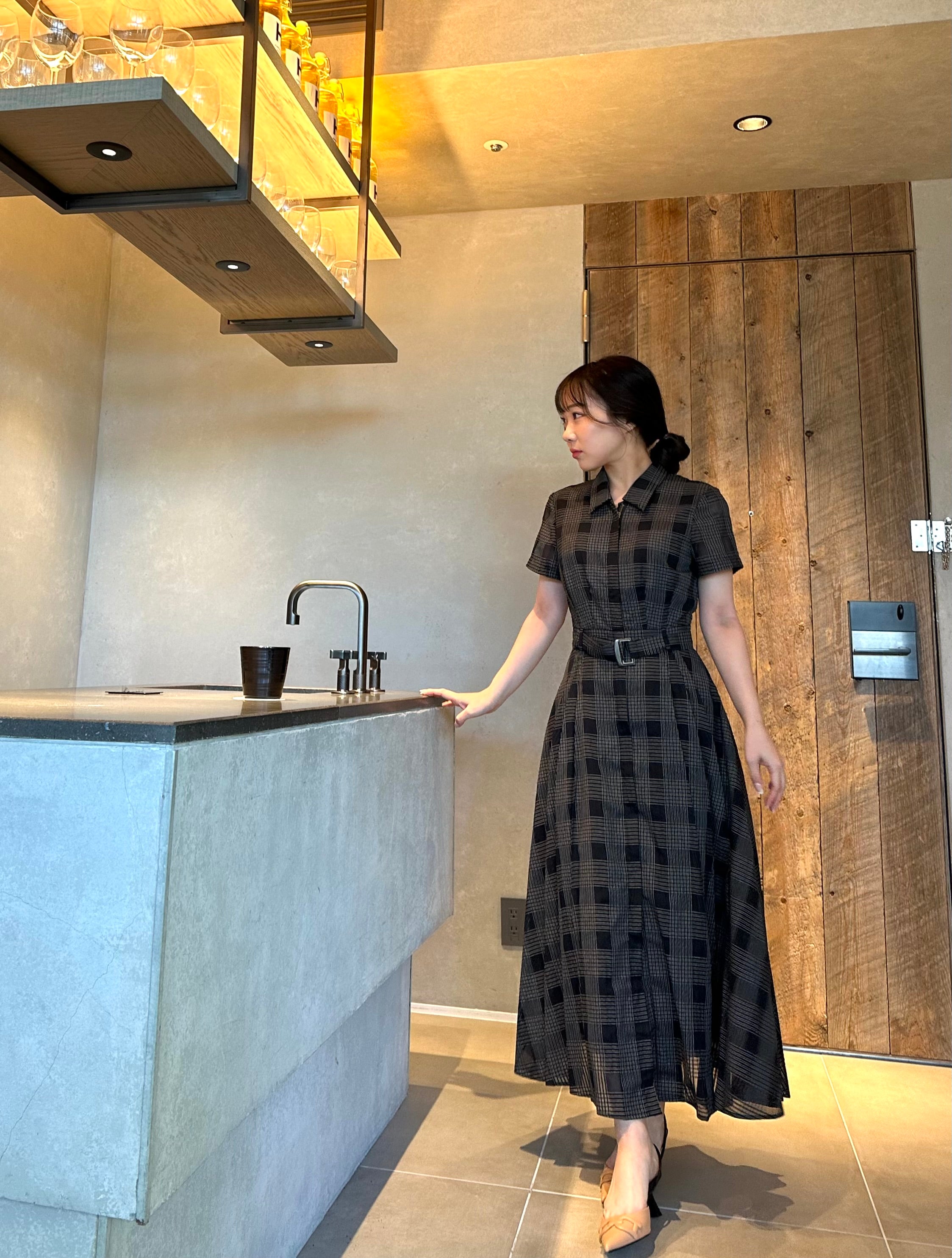 sizzle check shirt dress