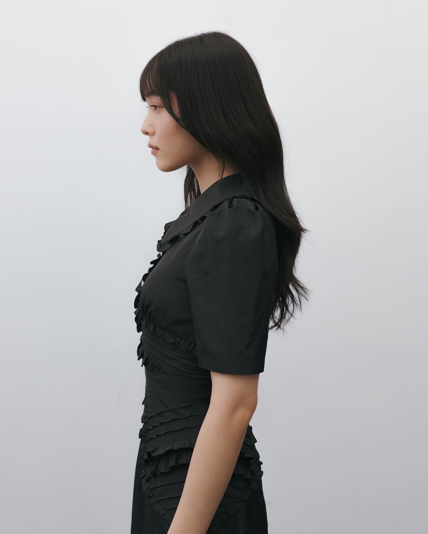 waist frill mi-mollet dress