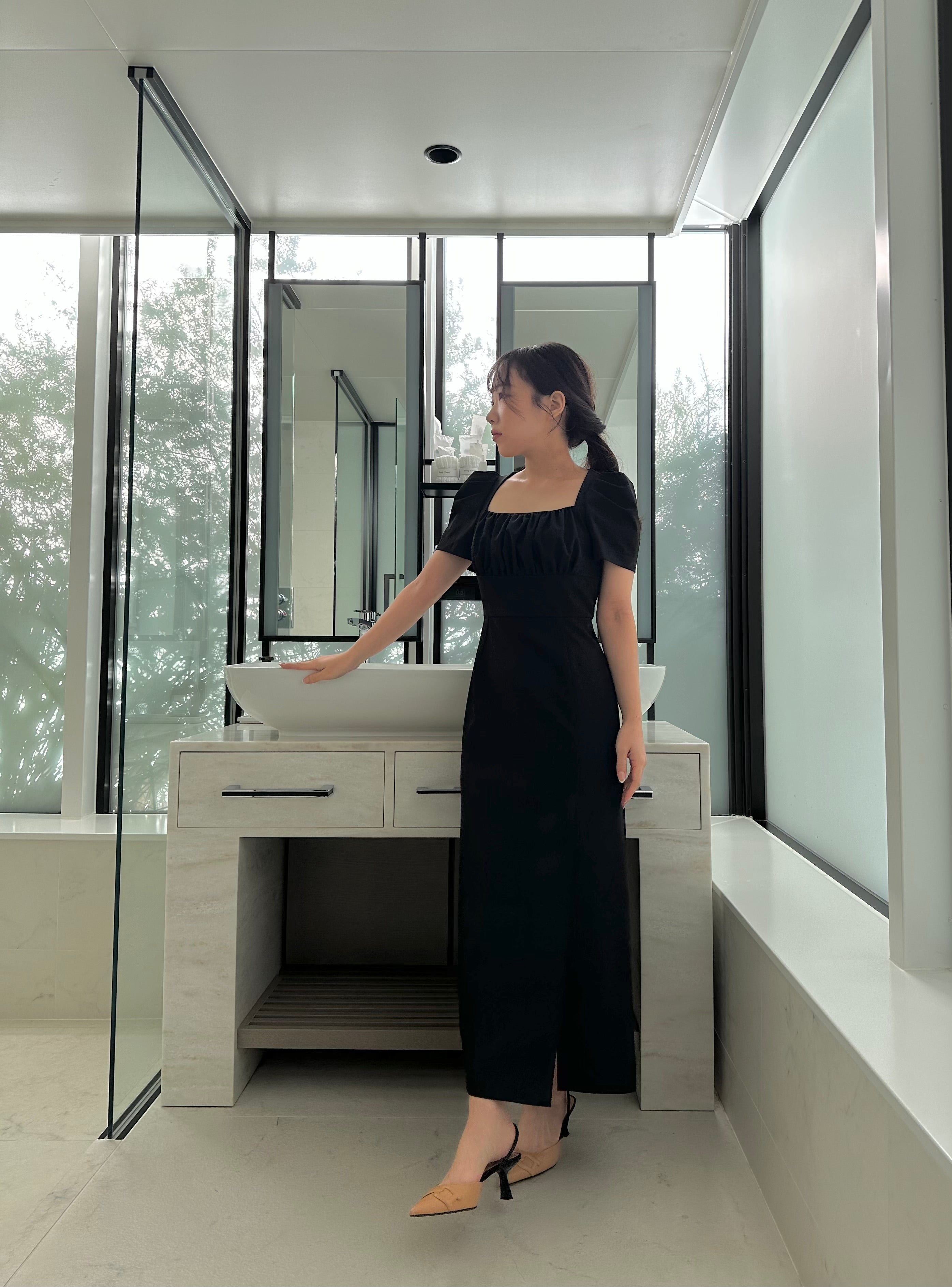 square neck dress